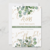 Eucalyptus Gold Glitter groen - Save the date 2 Kaart (Voorkant)