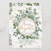 Eucalyptus Gold Glitter - Groen - Uitnodiging 01 (Voorkant / Achterkant)