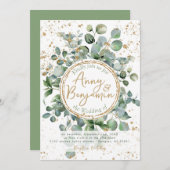 Eucalyptus Gold Glitter - Groen - Uitnodiging 02 (Voorkant / Achterkant)
