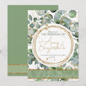 Eucalyptus Gold Glitter - Groen - Uitnodiging 03 (Voorkant / Achterkant)