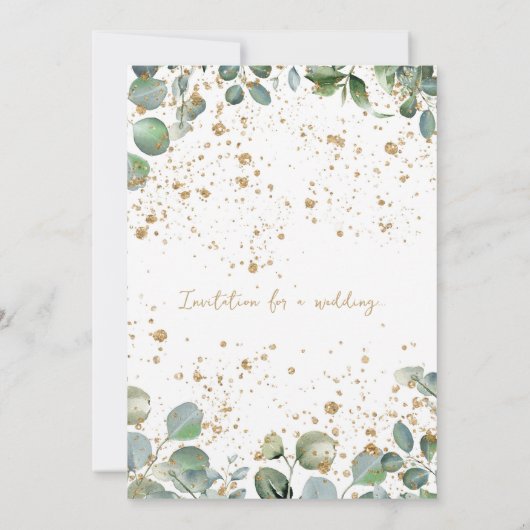 Eucalyptus Gold Glitter - Groen - Uitnodiging 04 (Achterkant)