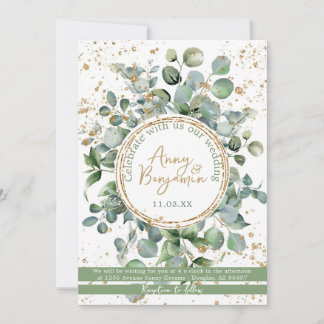Eucalyptus Gold Glitter - Groen - Uitnodiging 04