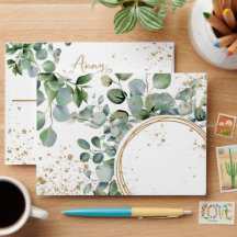 Eucalyptus Gold Glitter groene envelop 3
