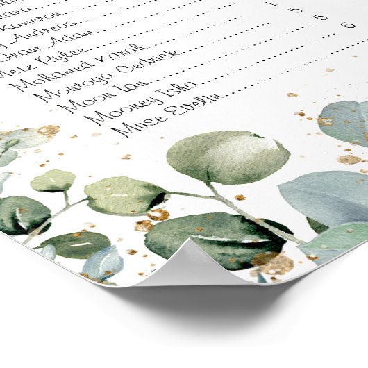 Eucalyptus Gold Glitter - Groene stoeldiagrammen 2 Poster (Hoek)
