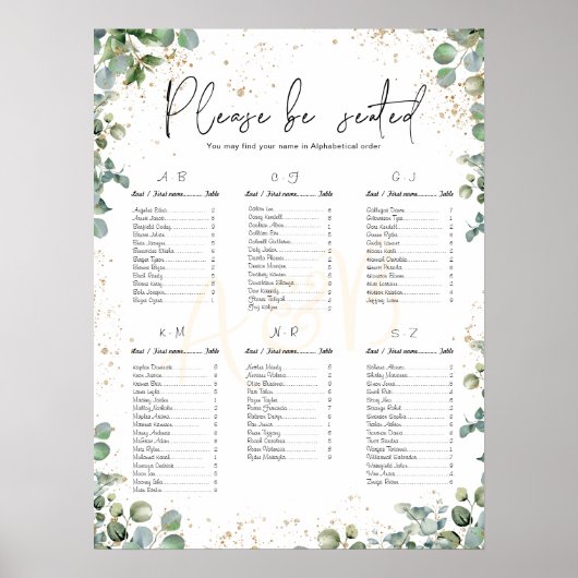 Eucalyptus Gold Glitter - Groene stoeldiagrammen 2 Poster (Voorkant)