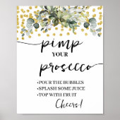 Eucalyptus Gold Glitter Pimp uw Prosecco Poster (Voorkant)