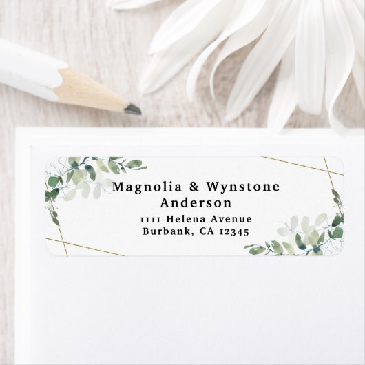 Eucalyptus Gold Glitter Return Address Label (Insitu)
