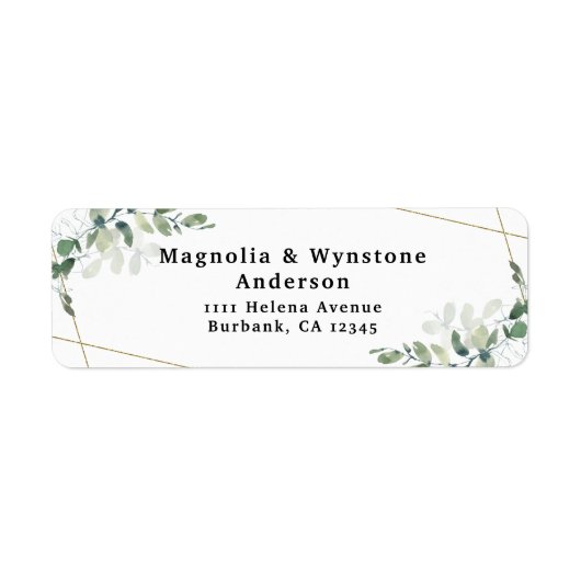 Eucalyptus Gold Glitter Return Address Label (Voorkant)