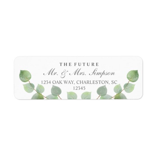 Eucalyptus Gold Glitter Return Address Labels (Voorkant)