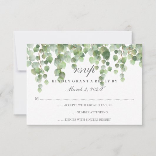 Eucalyptus Gold Glitter RSVP (Voorkant)