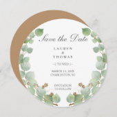 Eucalyptus Gold Glitter Save The Date (Voorkant / Achterkant)