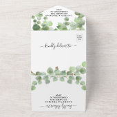 Eucalyptus Gold Glitter Weddenschap All In One Uitnodiging (Buitenkant)