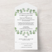 Eucalyptus Gold Glitter Weddenschap All In One Uitnodiging (Binnen)