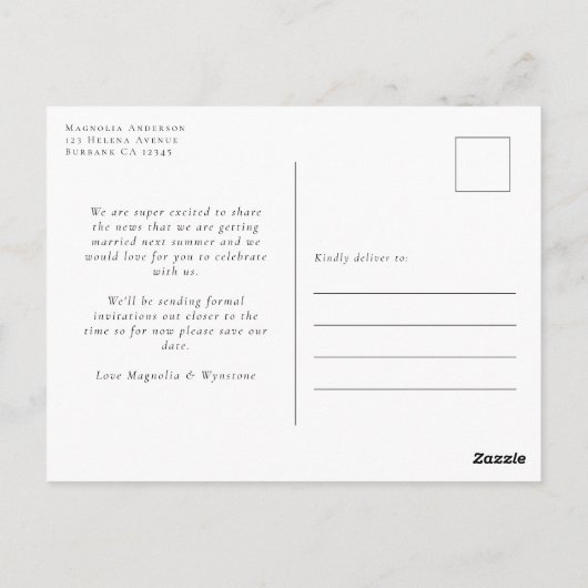 Eucalyptus Gold Glitter Weddenschap Save the Date Briefkaart (Achterkant)