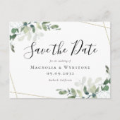 Eucalyptus Gold Glitter Weddenschap Save the Date Briefkaart (Voorkant)