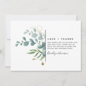 Eucalyptus Gold Glitter Wedding Bedankkaart (Voorkant)