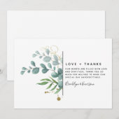 Eucalyptus Gold Glitter Wedding Bedankkaart (Voorkant / Achterkant)