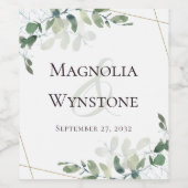 Eucalyptus Gold Glitter Wedding Wijn Etiket (Enkel label)