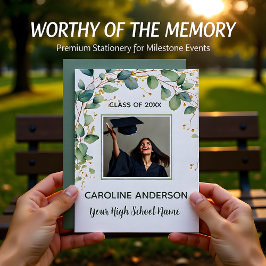 Eucalyptus Gold Grad Announcement Card Kaart