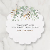 Eucalyptus Gold Greenery Baby shower Hartelijk dan Bedankjes Labels (Achterkant)