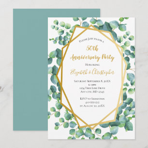 Eucalyptus Gold Greenery Jubilea Party Kaart