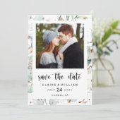 Eucalyptus Gold Greenery Photo Save the Date Kaart (Staand voorkant)