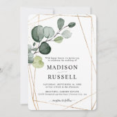 Eucalyptus Gold Greenery Wedding Kaart (Voorkant)