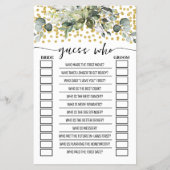 Eucalyptus Gold Guess Wie Vrijgezellenfeest Game K Flyer (Voorkant)