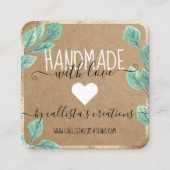 Eucalyptus Gold Handmade with Love Etsy Crafter Vierkante Visitekaartje (Voorkant)
