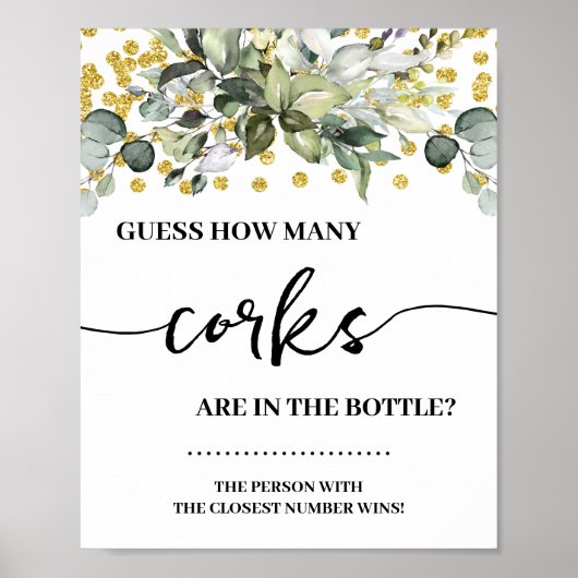 Eucalyptus Gold Hoeveel kurken douche spel teken Poster (Voorkant)