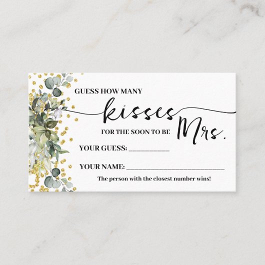 Eucalyptus Gold Hoeveel kussen voor Mrs Game Kaart Plaatskaartje (Voorkant)