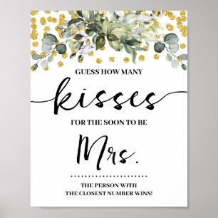 Eucalyptus Gold Hoeveel kussen voor Mrs Game Sign Poster