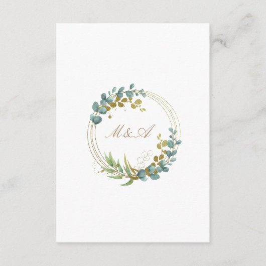 Eucalyptus Gold Leaves Bruiloft Veiligheidsmaatreg Informatiekaartje (Achterkant)