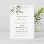 Eucalyptus Gold Leaves Cross First Community Kaart (Staand voorkant)