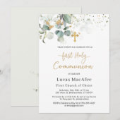 Eucalyptus Gold Leaves Cross First Community Kaart (Voorkant / Achterkant)