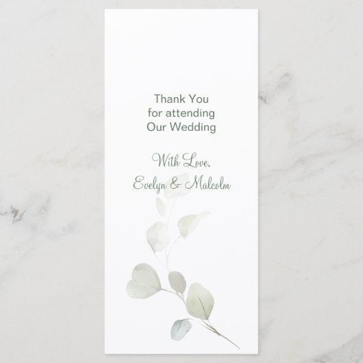 Eucalyptus Gold Leaves WeddenMenu Menu (Achterkant)