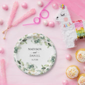 Eucalyptus Gold Leaves Wedding Papieren Bordje (Feest)