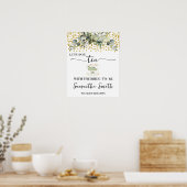 Eucalyptus Gold Let's have Tea with Bride Wedding Poster (Keuken)