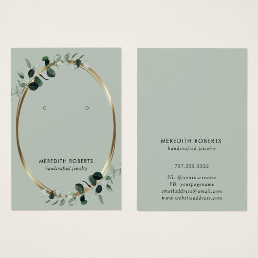 Eucalyptus Gold Metallic Oval Aardring Kaart (Voorkant /achterkant)