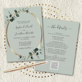 Eucalyptus Gold Metallic Sage All-in-One Weddensch Kaart