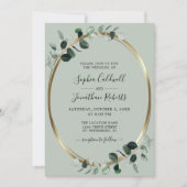 Eucalyptus Gold Metallic Sage All-in-One Weddensch Kaart (Voorkant)