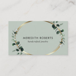 Eucalyptus Gold Metallic Sage Jewelry Designer Visitekaartje