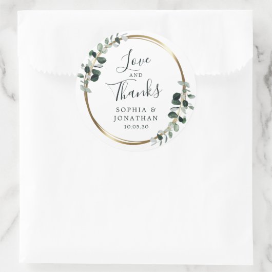 Eucalyptus Gold Metallic Weddenschap Hartelijk dan Ronde Sticker (Tas)