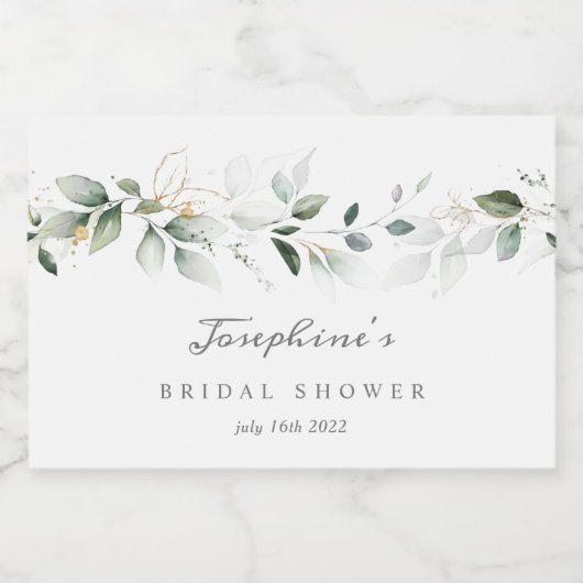 Eucalyptus Gold Mini Mousserende Wijn Flesetikette Sparkling Wijnetiket (Enkel label)