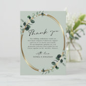 Eucalyptus Gold Moderne kalligrafie Bedankkaart (Staand voorkant)