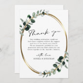 Eucalyptus Gold Moderne kalligrafie Wit huwelijk Bedankkaart (Voorkant / Achterkant)
