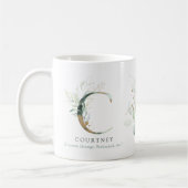 Eucalyptus Gold Monogram Initiaal C Greenery Chic Koffiemok (Links)