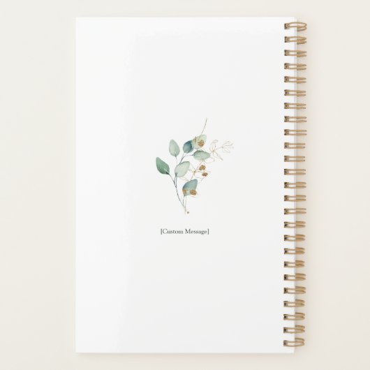 Eucalyptus Gold Monogram Initiaal D Floral Greener Planner (Achterkant)