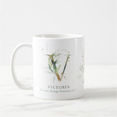 Eucalyptus Gold Monogram Initiaal/Greenery Chic Koffiemok (Links)