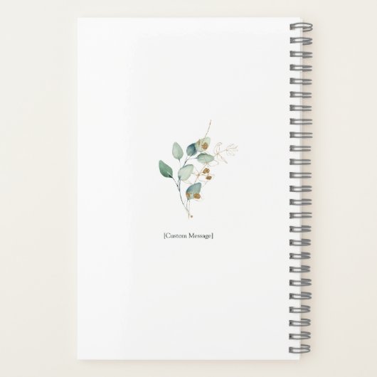 Eucalyptus Gold Monogram Initiaal H Floral Greener Notitieboek (Achterkant)